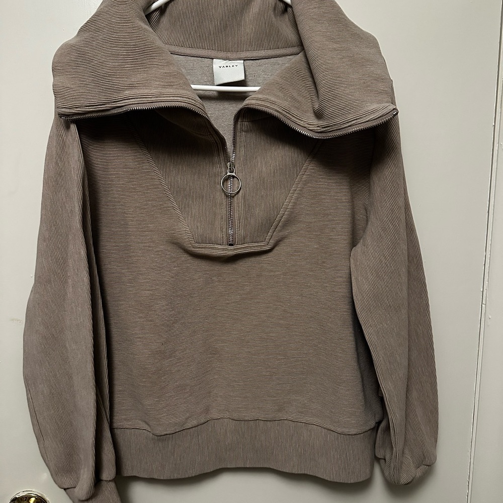 Varley Taupe Cowl Neck Sweater